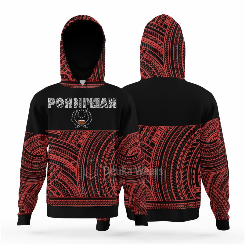 Red Pohnpei Polynesian Hoodie | Hawaii Hoodies - Deuka Shop