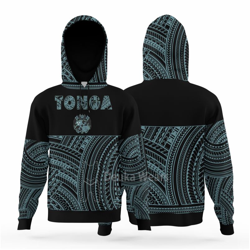 Tonga Custom Hoodie Tonga Seal With Polynesian Tattoo Style (Black) main image 1